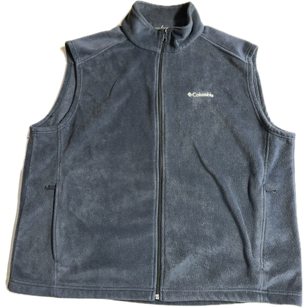 Columbia Fleece Full Zip Up Mock Neck Vest Size 2XL Royal Blue Men's